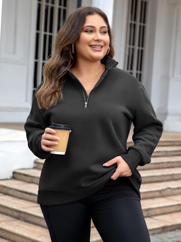 Chulianyouhuo Womens Plus Size Half Zip Pullover Long Sleeve Oversized Sweatshirt Drop Shoulder Hoodie Teen Girls Y2K Clothes4