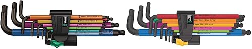 Wera Tools 05073593001 950 SPKL9 SM N SB - Juego de llaves hexagonales de brazo largo, tamaño único, multicolor y Wera 05022640001 9509 Hex-Plus