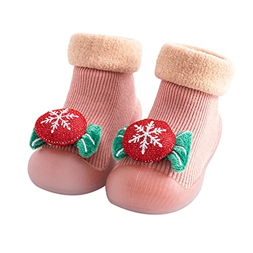 Orbgons Zapatos de niño de Dibujos Animados tridimensionales de suelasuave Antideslizante de Navidad para niños Zapatilla Niños 3D NavidadZapatilla Niños 3D Navidad Zapatos de bebé (Pink, 9-12 Meses) Cover