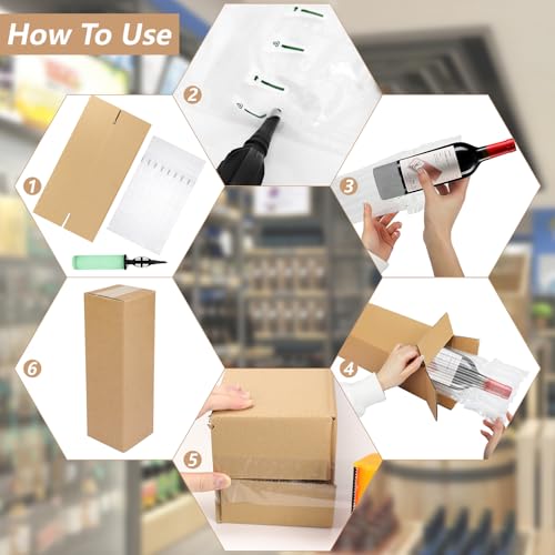 Cajas de envío para botellas de vino MSYU con bolsas inflables protectoras de viaje, 24 uds 5
