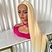 Aubree 613 Blonde Lace Front Wig Long Straight Hair Heat Resistant Fiber Blonde Synthetic Wigs Glueless Pre-plucked Natural Frontal Lace Wigs for Black Women Daily & Cosplay Wear