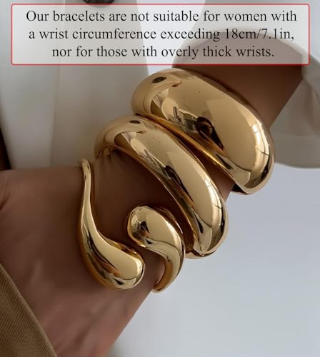 SAMOCO 3Pcs Chunky Gold Bangle Bracelets for Women Trendy Wide Wrist Cuff Bracelets Stack Statement Bangle Fashion Jewelry Gifts2
