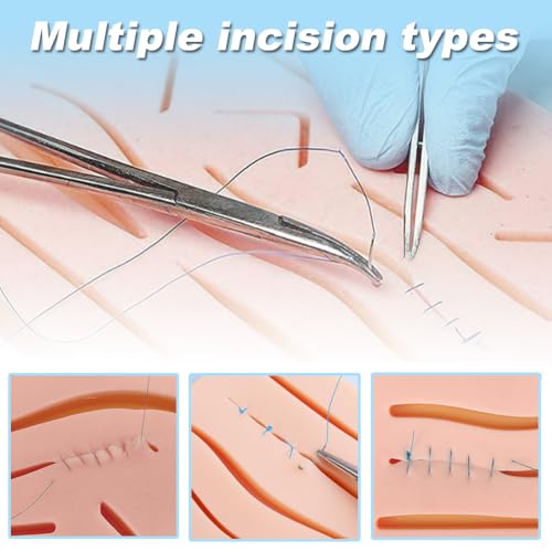 Image of Suture Practice Pad with 14 Pre-Cut Incisions Durable Three-Layer Suture Pad for Students Training Sutures Practice Kit