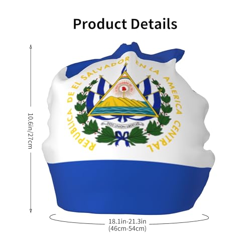 Flag of El Salvador Children Hip Hop Knitted Hat Kids Elastic Leisure Knit Cap Warm Sleep Beanies Black2