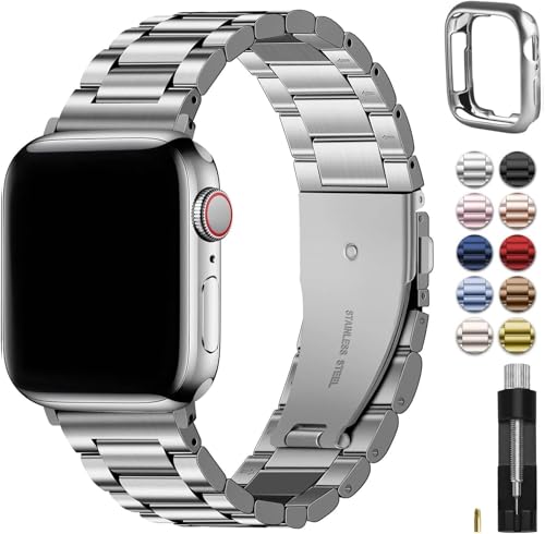 Image of Fullmosa Metal Strap with Case for Apple Watch | Fits iWatch Ultra3 /2 /1, SE3 /2 /1, Series 11 /10 /9 /8 /7 /6 /5 /4 /3 /2 /1, Stainless Steel Band for Men Women (NO WATCH)