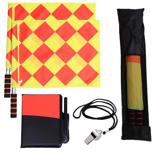 kowaku Soccer Referee Flags Kit Referee Tool Kit Signal Flag Referee Accessories Set Referee Cards for Football Soccer Competition