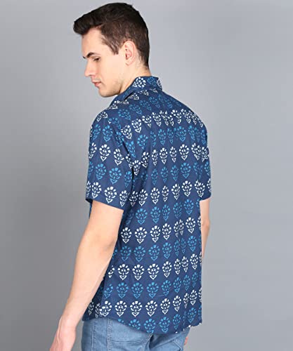 Image of BLOCKS OF INDIA Cotton Hand Block Print Half Sleeves Summer Shirt for Men