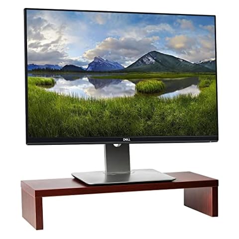 Halter Computer Desk Workstation Monitor Stand, Wood Desktop Riser and Organizer, Cherry Cover