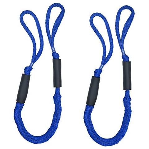Jranter Bungee Cord Rope Dock Lines Stretches Shock Absorbs Marine Mooring Rope 3 ft Dark Blue, 2 Pieces Cover
