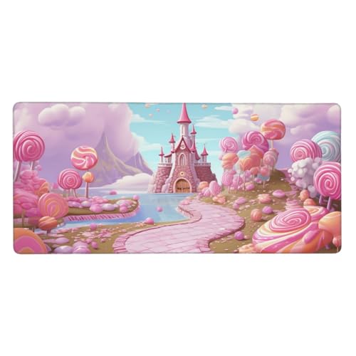 Tapis de souris de jeu rose 40x90 cm Pinkcandyland avec base caoutchouc