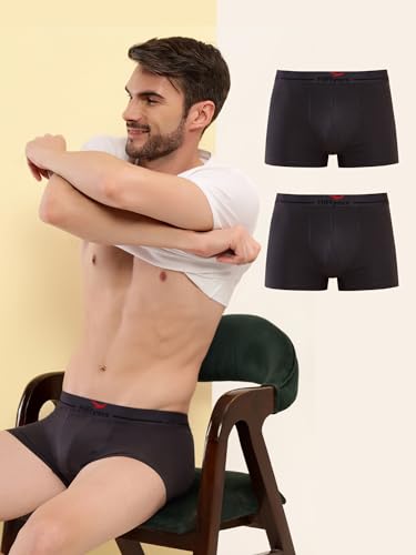 Image of HiFlyers Men's Cotton Spandex Odour-Free, Long Lasting Comfort, All Day Fresh and Confidence Dark Knight Collection Solid Trunks