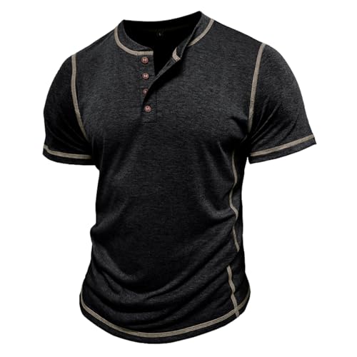 Mens Short Sleeve Shirts Casual Cotton Basic Henley Shirts Summer Lightweight T-Shirts2