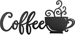 KOLYMAX Metal Coffee Sign Hanging Wall Art Sign Black Coffee Cup Wall Decor Coffee Bar Letter Sign for Cafe Farmhouse Kitchen Wall Decor