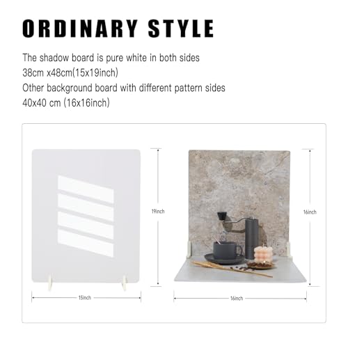 Image of BEIYANG 4PCS 16x16 Inch Backdrop Boards and 1PCS 15x19 Inch Window Shadow Pane, Perfect Backdrop Kit for Small Product Such as Food Drink Make-up Flower, Durable Waterproof