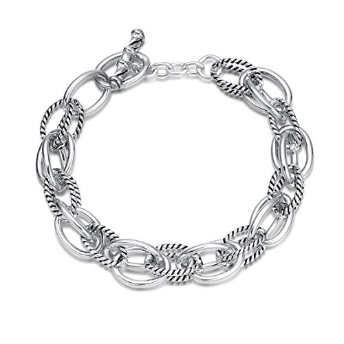 UNY JEWEL Bracelet Designer Brand Inspired Antique Women Jewelry Double Twisted Cable Link Wire Vintage Valentine (Silver)