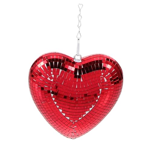 Levemolo Valentine's Day Pendant Disco Balls Wedding Decor Small Disco Ball Party Disco Ball Disco Mirror Ball Glitter Disco Ball Decorative Disco Ball Disco Ball Mirror Red The Chain Glass