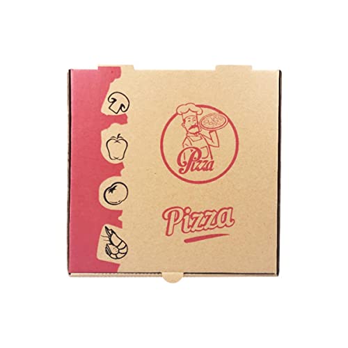 JIMCOM 10 x Pizza Boxes Plain Brown Postal Box Takeaway Style Box，Extra Thin Grease-Resistant Corrugated Pizza Box - 10" - Brown