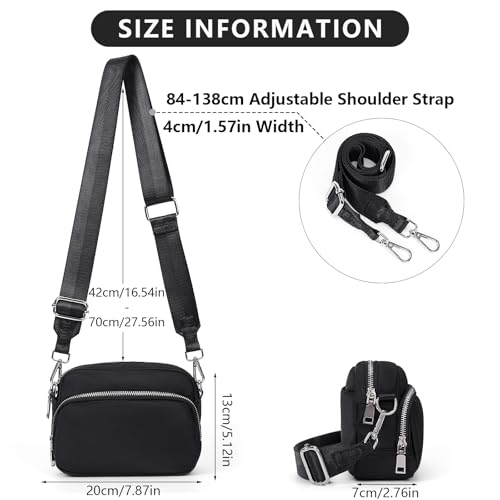 Image of Crossbody Bag for Women,Camera Sports Purses Lightweight Shoulder Bag Waterproof Purse with Adjustable Wide Strap (Black)