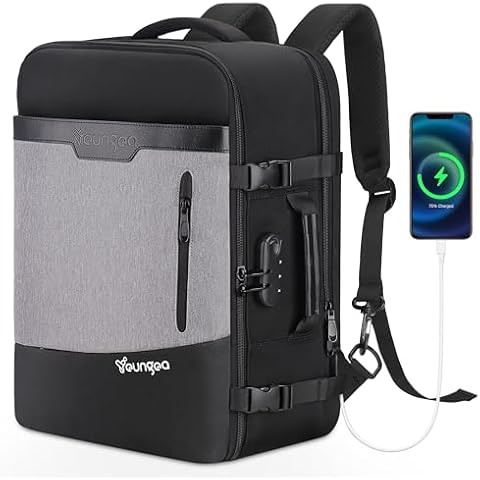 YOUNGOA Travel Backpack for Traveling on Airplane, Airline Approved 18x14x8 Travel Backpack for Men & Women, Carry On Luggage Suitcase Backpack Cover