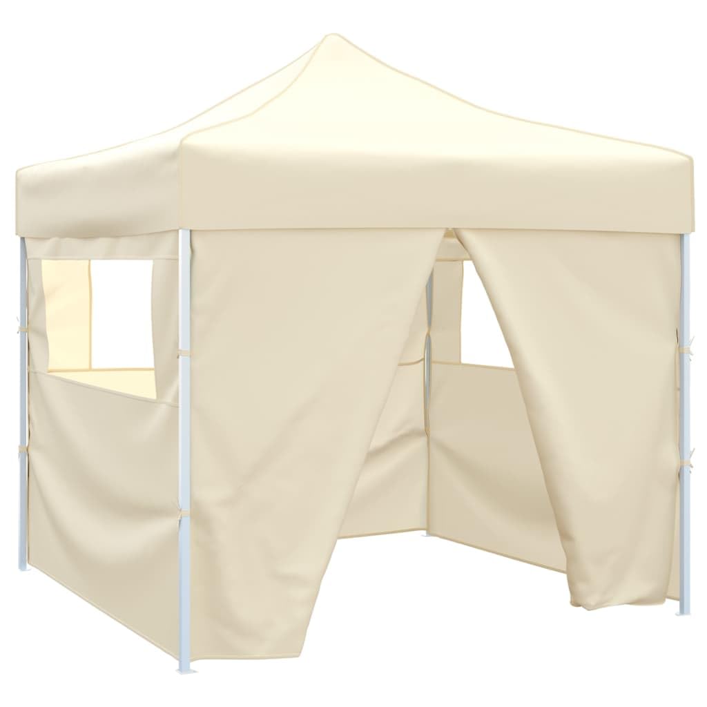 Tienda plegable con 4 paredes, 3 x 3 metros, blanco crema, pabellón plegable para eventos al aire libre, fiestas en el jardín y fiestas con estructura de acero resistente y techo Oxford 600D