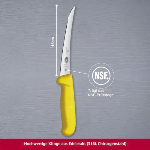 Victorinox Fibrox Ausbeinmesser, Swissmade, 15cm Gebogen/Schmal/Flexibel Klinge, Rutschfest, Rostfrei, gelb – Ansicht 3