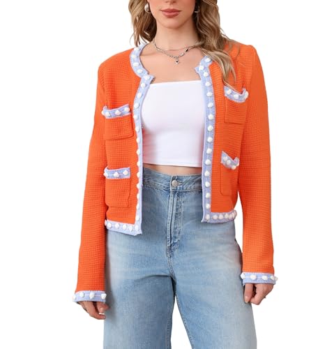 Women's Open Front Cardigan Sweaters Casual Long Sleeve Button Down Chunky Knit Outerwear Coats