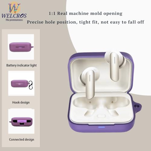 Image of WELCROS Soft Silicone Case Cover Compatible for Realme Buds Air 7 | 7 Pro (Lavender Purple, with Keychain)