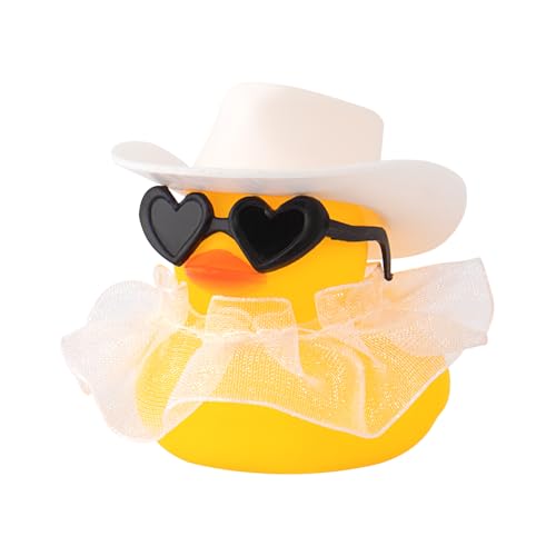 wonuu Cowboy Rubber Ducks,Car Dashboard Decorations with Skirt, White
