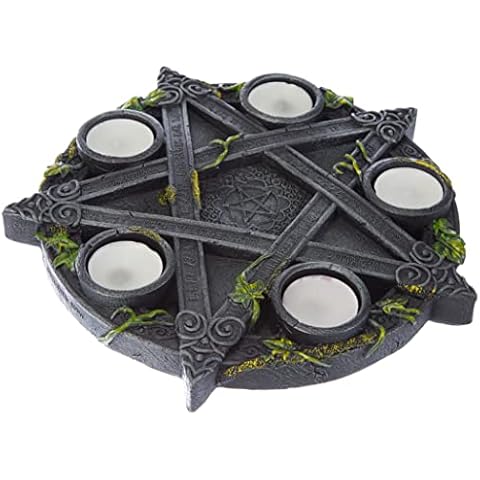 Nemesis Now B2538G6 Wiccan Pentagramm Teelichthalter, 25,5 cm, Schwarz Cover