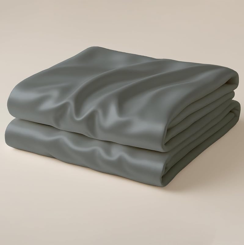 Image of Day Care-Luxury Satin Flat King Size (92x106 Inchs) Bedsheet|Ultra Soft Silky Smooth Touch|Breathable, Lightweight & Skin Friendly|Wrinkle Resistant|Coin Grey