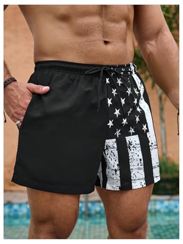 Men's American Flag Graphic Shorts Designer Drippy Summer Beach Shorts Streetwear Black Flag Small3