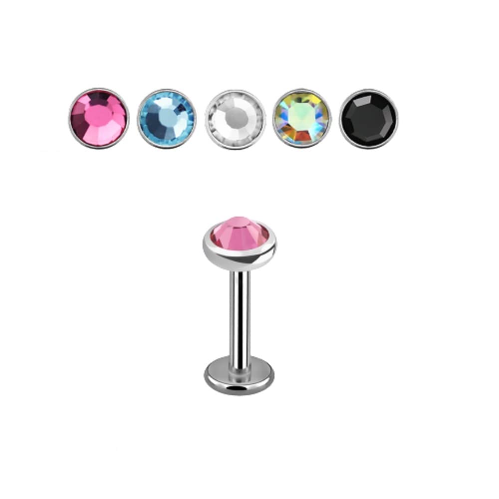 Pierced Owl 16GA G23 Titanium Internally Threaded 3mm Crystal Top Flat Back Stud