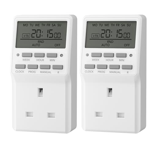HBN 7 Day Digital Timer with Countdown Setting Heavy Duty Electrical Socket Plug 20 ON/Off Weekly Settings for Lamp Light 24 Hours Programmable Outlet Timer for Christmas Light(13A 3120W)