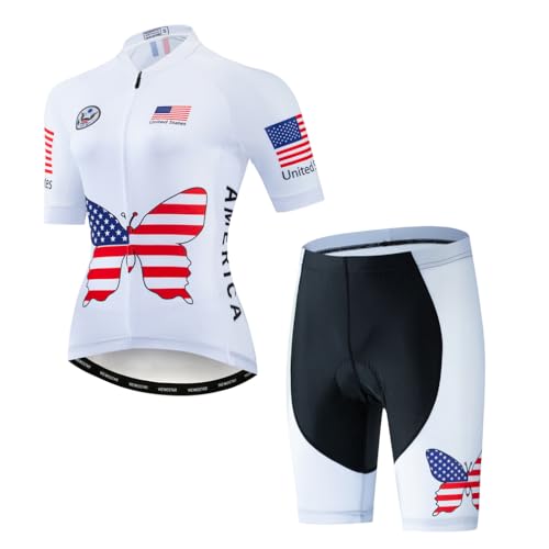 Cycling Jersey Women Set Short Sleeve Set Girls Padded Bike Shorts Clothing Suit Mexico White XXL