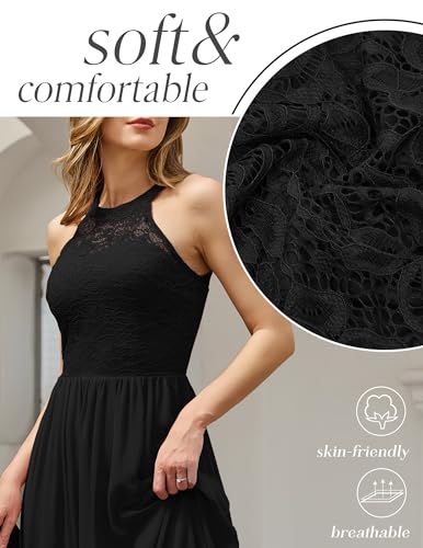 Wedtrend Women's Formal Dress, Halter Long Prom Dress Floral Lace Bridesmaid Dresses3
