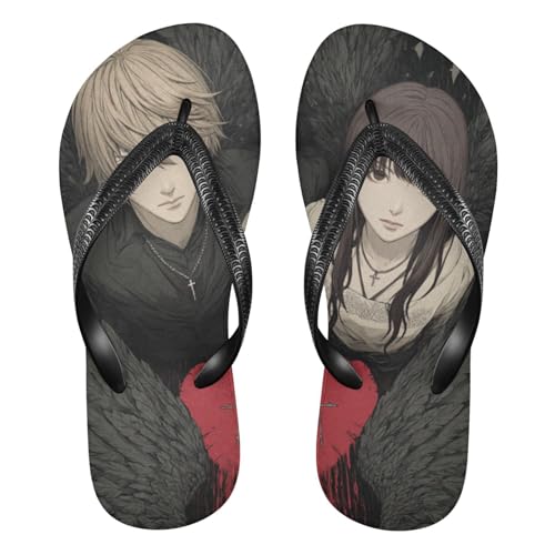 siphylline Death Amime - Chanclas de goma para hombre, de secado rápido, para natación, senderismo, viajes, Corazón de Amime de la muerte, Small