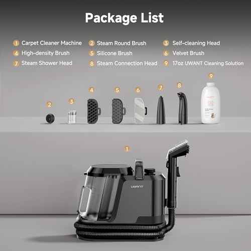 Uwant Carpet Cleaner Machine with Steam&Hot&Cold Water System 18Kpa Powerful Suction Upholstery Cleaner Machine with Textile Cleaner for Pets, Carpet Steam Cleaner with Specialty Tools for Cars - image 8