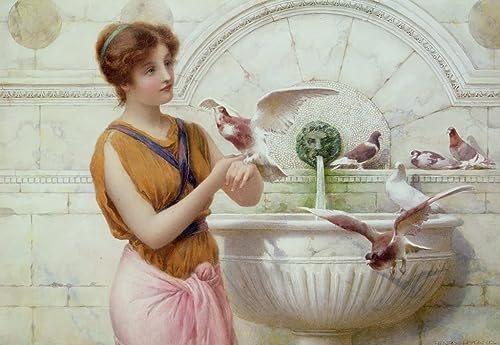 Toile Henry Ryland par la fontaine poster 58x90 cm pour habiller un mur