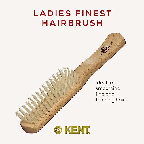 Kent Brushes Ladies Finest, Beechwood Pure White Bristle Narrow LG3 Brush, Ideal for Detangling Fine Hair Beechwood Narrow Brush - Image 3