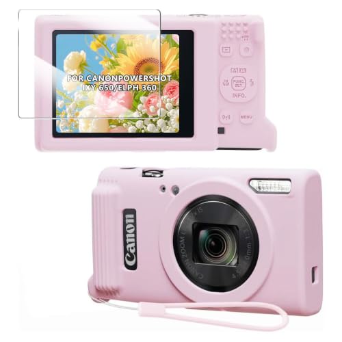 TUOOUT Silicone Case for Canon PowerShot IXY 650/ELPH 360 Cameras Soft Silicone Camera Case Slim Fit Scratch-Resistant Portable Protective Case for Camera Body (Pink)