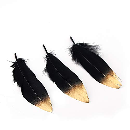 Sowder Natural Goose Feathers Clothing Accessories Pack of 50 (Gold Dipped Black)