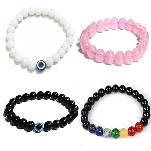 Image of Honbon Fancy Designer Beads Evil Eye Charms Bracelet,Handmade Unisex Nazar Bracelets,Friendship Band for All -Girls, Boys, Men & Women