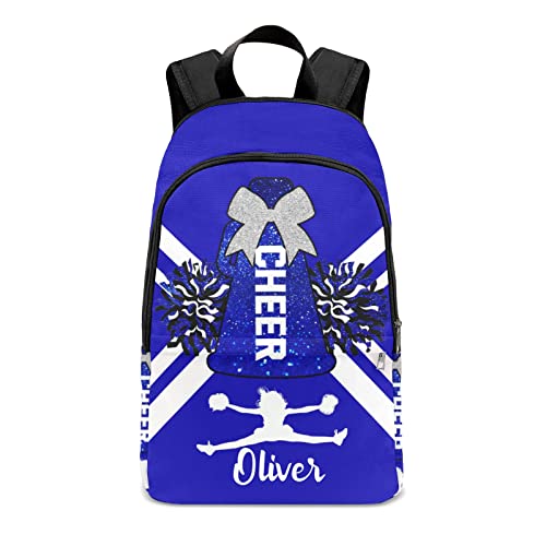Blue White Print Cheer Cheerleaders Backpack Bookbags Casual Travel Daypack Laptop Bag for Camping Shopping
