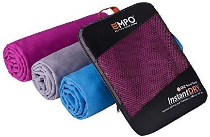 EMPO Microfibre Travel Towel with zip carry bag Large, [140cm x 80cm] Super Absorbent Quick Dry, Compact & Lightweight, Perfect for swimming, yoga, gym, camping