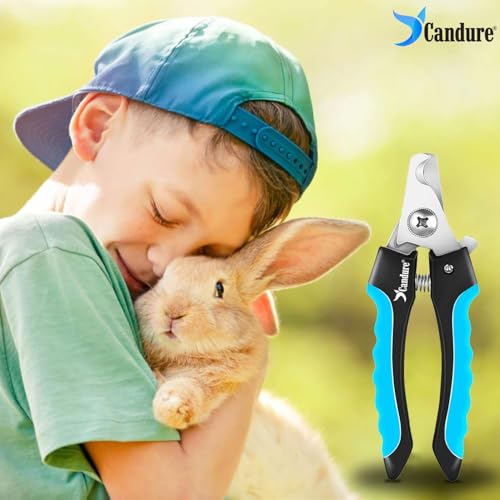 Image of Candure Pet Nail Clippers Professional Nail Trimmer Suitable for Puppy, Cats, Rabbits and Guinea Pigs - Safety Lock /Protective Guard to Avoid Over Cutting (Blue, Small)