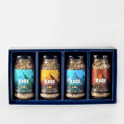 Rage Coffee Gift Box of 4 Flavours – Hazelnut, Chocolate, Caramel, Butterscotch 50 GMS Each