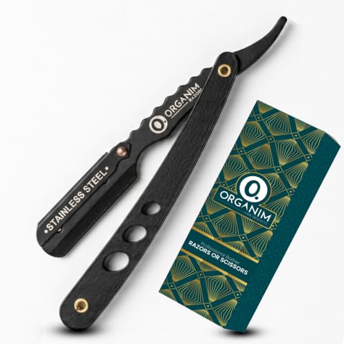 Image of ORGANIM Premium Barber Ustra, Professional Stainless Steel Straight Edge Razor for Men's Beard Styling and Trimming (Black coted)