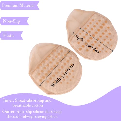 Flammi 6 Pairs Ball of Foot Cushion Socks,Women's Toe Cover with Padding Toe Topper Liner Socks Non-Skid Bottom3