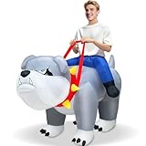 Camlinbo Halloween Inflatable Bulldog Rider Costume for Adult, Funny Ride on Blow Up Suit for Holiday Theme Party