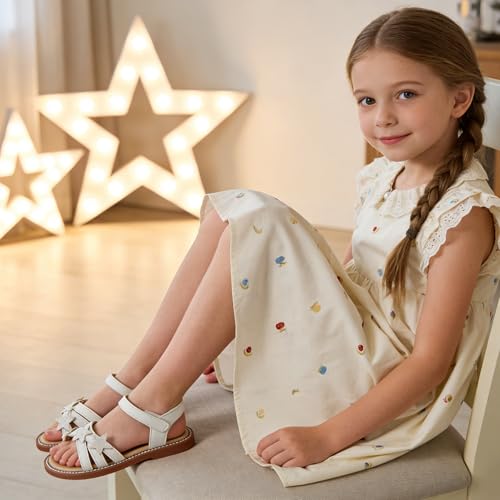 Image of Flaryzone Girls Sandals Open Toe Summer Flats Dress Sandals Shoes Toddler /Little Kid